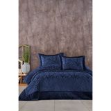 Elart Bahar Çift Kişilik Yatak Örtüsü Seti Lacivert Düz Pamuk Kumaş Kırışmaya Dayanıklı 270x260 cm - 260 x 270 cm