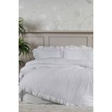 Elart Lotus Nevresim Takımı King Size %100 Pamuk Ranforce Fırfırlı Lastikli Çarşaf (240X220 Cm) Beyaz - 240 x 220 cm