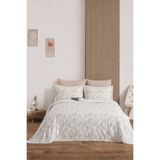 Elart Mokka Yatak Örtüsü Çift Kişilik Keten Görünümlü 3 Parça (240X230 Cm) Krem