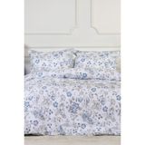 Elart Rose Nevresim Takımı King Size Battal Boy Digital Baskılı %100 Pamuk Saten Dantelli (240X220 Cm) Mavi