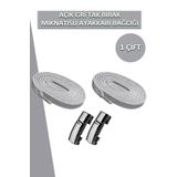 Elastik Akıllı Kilitli Bağcık Mıknatıslı Metal Tak Bırak Spor Ayakkabı Bağcığı 100 CM