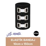 Elastik Bandaj 10cm, 4 Klipsli 4,5 Metreye Kadar Uzar, Spor Ve Günlük Kullanım Siyah