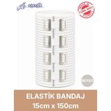 Elastik Bandaj 15cm, 4 Klipsli 4,5 Metreye Kadar Uzar, Spor Ve Günlük Kullanım Beyaz
