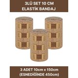 Elastik Bandaj Seti 3 Lü 3x10cm 12 Klipsli 4,5 Metreye Kadar Uzar, Spor Ve Günlük Kullanım