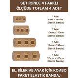 Elastik Bandaj Seti 4 Lü 1x6cm+1x10cm+1x15cm+1x20cm 16 Klipsli 4,5 Metreye Kadar Uzar, Spor Ve Günlük Kullanım