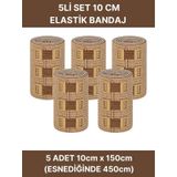 Elastik Bandaj Seti 5 Li 5x10cm 20 Klipsli 4,5 Metreye Kadar Uzar, Spor Ve Günlük Kullanım