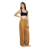 Elastik Bel, Bol Paça, Cepli, Yazlık 34-46 Beden Keten Pantolon (Standart, Camel, 46)