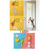 Elastik Kendinden Yapışkanlı Renkli Kedi Oyun Oltası Kedi Oyuncağı Yapışkanlı Olta - 1 - Çok Renkli