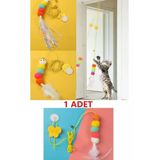Elastik Kendinden Yapışkanlı Renkli Kedi Oyun Oltası Kedi Oyuncağı Yapışkanlı Olta