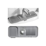 Elastik Musluk Matı Su Tutucu Düzenleyici Kaydırmaz Taban Organizer Mutfak Banyo Lavabo - Antrasit