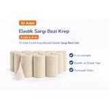Elastik Sargı Bezi Krep 10 cm x 4 M 10 Adet Esnek Krep Bandaj Elastik Sargı Bezi Seti