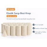 Elastik Sargı Bezi Krep 10 cm x 4 M 50 Adet Esnek Krep Bandaj Elastik Sargı Bezi Seti