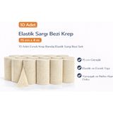 Elastik Sargı Bezi Krep 15 cm x 4 M 10 Adet Esnek Krep Bandaj Elastik Sargı Bezi Seti