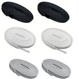 Elastik(Sünebilen) 1 cm Enli, Yassı, 100 cm Ayakkabı Bağcığı (Toplamda 3 Çift) (1 Çift Beyaz +1 Çift Siyah+ 1 Çift Açık Gri)