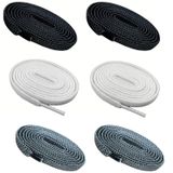 Elastik(Sünebilen) 1 cm Enli, Yassı, 100 cm Ayakkabı Bağcığı (Toplamda 3 Çift) (1 Çift Beyaz +1 Çift Siyah+ 1 Çift Koyu Füme)