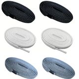 Elastik(Sünebilen) 1 cm Enli, Yassı, 100 cm Ayakkabı Bağcığı (Toplamda 3 Çift) (1 Çift Beyaz +1 Çift Siyah+ 1 Çift Koyu Gri)