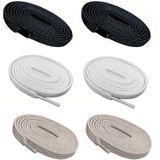 Elastik(Sünebilen) 1 cm Enli, Yassı, 100 cm Ayakkabı Bağcığı (Toplamda 3 Çift) (1 Çift Beyaz +1 Çift Siyah+ 1 Çift Kum Beji)