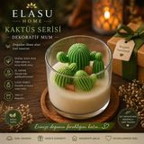 Elasu 300 cc Soya Wax Mum – Çikolata & Vanilya Esanslı Yeşil Kaktüs Dekoratif Mum (El Yapımı) - 1