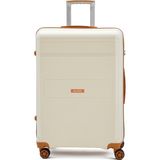 Elatae V305 Polipropilen Büyük Boy Kırılmaz Valiz V305– Ultra Hafif, Darbe Dayanıklı, 360° Tekerlek - Bej - Hardal