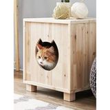 Elawoodworking Ahşap Kedi Evi Kedi Kulubesi - Açık Kahve