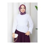 ELAY Fashion Kadın Asimetrik Kesim Bel Bağlamalı Bluz