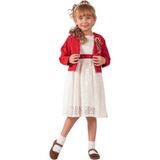 Elayza Ceketli Güpürlü Kız Elbise - Kırmızı - 6 Yaş