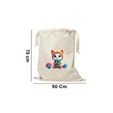Elbasan Tekstil 50 x 70 cm Kanvas Oyuncak Torbası Sevimli Kedi