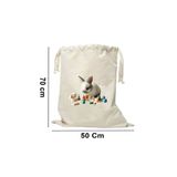 Elbasan Tekstil 50 x 70 cm Kanvas Oyuncak Torbası Sevimli Tavşan