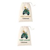 Elbasan Tekstil İsme Özel Kirli Yedek Çamaşır Torbası 30 x 40 cm Valiz İçi Organızer Bez Torbası 2 Adet