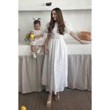 Elbee Fashion Woman Beyaz Arkası Bağlamalı Brode Elbise