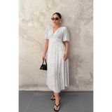 Elbee Fashion Woman Beyaz Puantiyeli Gipeli Elbise