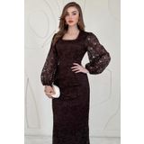 Elbee Fashion Woman Güpür Detaylı Dantel Elbise