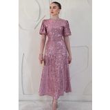 Elbee Fashion Woman Midi Boy Pul Payet Elbise