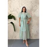 Elbee Fashion Woman Mint Transparan İç Astarlı Elbise