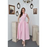 Elbee Fashion Woman Pudra Halter Yaka Kloş Elbise