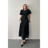 Elbee Fashion Woman Siyah Güllü Elbise