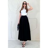 Elbee Fashion Woman Siyah Pile Detaylı Kloş Etek