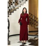 Elben Moda Lavin Taş Detaylı Abiye Elbise - Bordo - 46