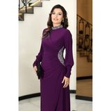 Elben Moda Lavin Taş Detaylı Abiye Elbise - Mürdüm - 42