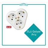 Elbi 3'lü Golyat Priz-Beyaz