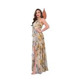ELBİSE SIFON EMPIRME DESEN UZUN TEK OMUZ CAR.55882.ELB.25Y SARI 36