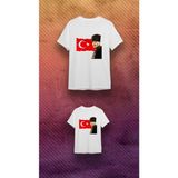 Elbiseciniz 29 Ekim Kemal Atatürk ve Bayrak Baskılı Beyaz %100 Pamuk Süprem T-Shirt - 12
