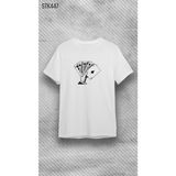 Elbiseciniz Bisiklet Yaka Iskambil Kağıdı Baskılı Beyaz T-Shirt - 8