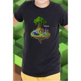 Elbiseciniz Çocuk Minecraft Desen Baskılı Pamuklu T-Shirt Siyah Renk - Minecraft Tişört - 10