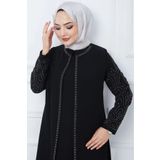 ELBİSHE Kolu Taş Detaylı Anne Elbisesi