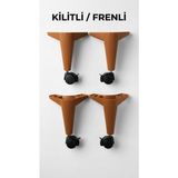 elbse store Kilitli/frenli Tekerlekli Sehpa Masa Ayağı,akıllı Sehpa Ayağı, Sihirli Sehpa Ayağı Siyah 4 Adet 360 Derece 20 cm - Ceviz - 4lü
