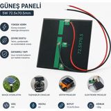 Elçi Avm Küçük Mini Güneş Paneli - 5W 6V 72.5*70.5mm - Güneş Paneli