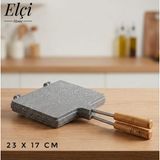 Elçi Home Iç Dış Granit Ocak Üstü El Tost Tavası- Kamp Granit Tost Izgara (23X17CM)