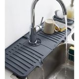 Elçi Home Silikon Musluk ve Lavabo Matı - Su Tutucu Silikon Mat Çizgili - Gri 36,5*14 cm