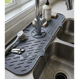 Elçi Home Silikon Musluk ve Lavabo Matı - Su Tutucu Silikon Mat - Gri 36*14 cm